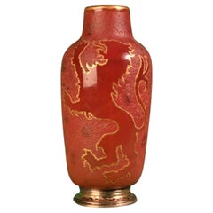 DAUM brothers, Glass Vase with a Rampant Lion