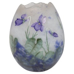 Daum, Cameo and Enamel Glass Vase, "Violets"