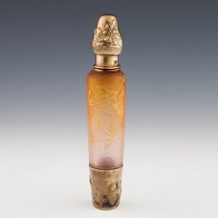Daum Cameo Glass and Silver Opera 'Muff' Flask or Absinthe Bottle, c1895