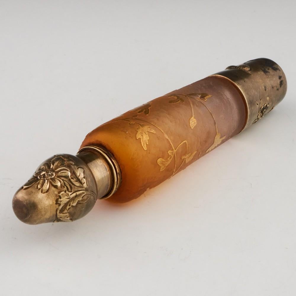 Flask- oder Absinthe-Flaskflasche „Muff“ aus Kamee-Glas und Silber von Daum, um 1895 im Zustand „Gut“ im Angebot in Tunbridge Wells, GB