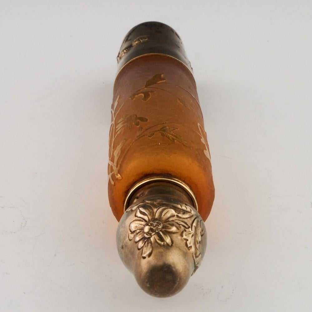 Flask- oder Absinthe-Flaskflasche „Muff“ aus Kamee-Glas und Silber von Daum, um 1895 im Angebot 1