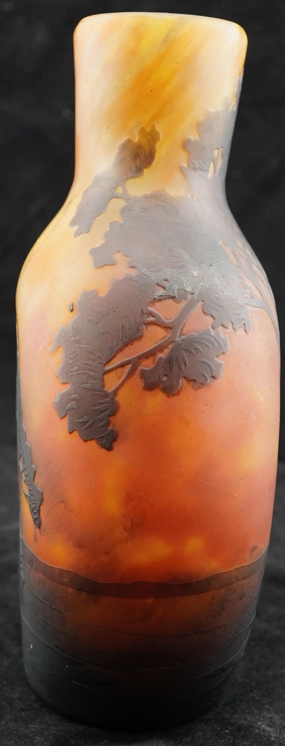 Daum Kamee-Glas-Landschaftsvase in Flaschenform in Kamee-Form (Radiert) im Angebot