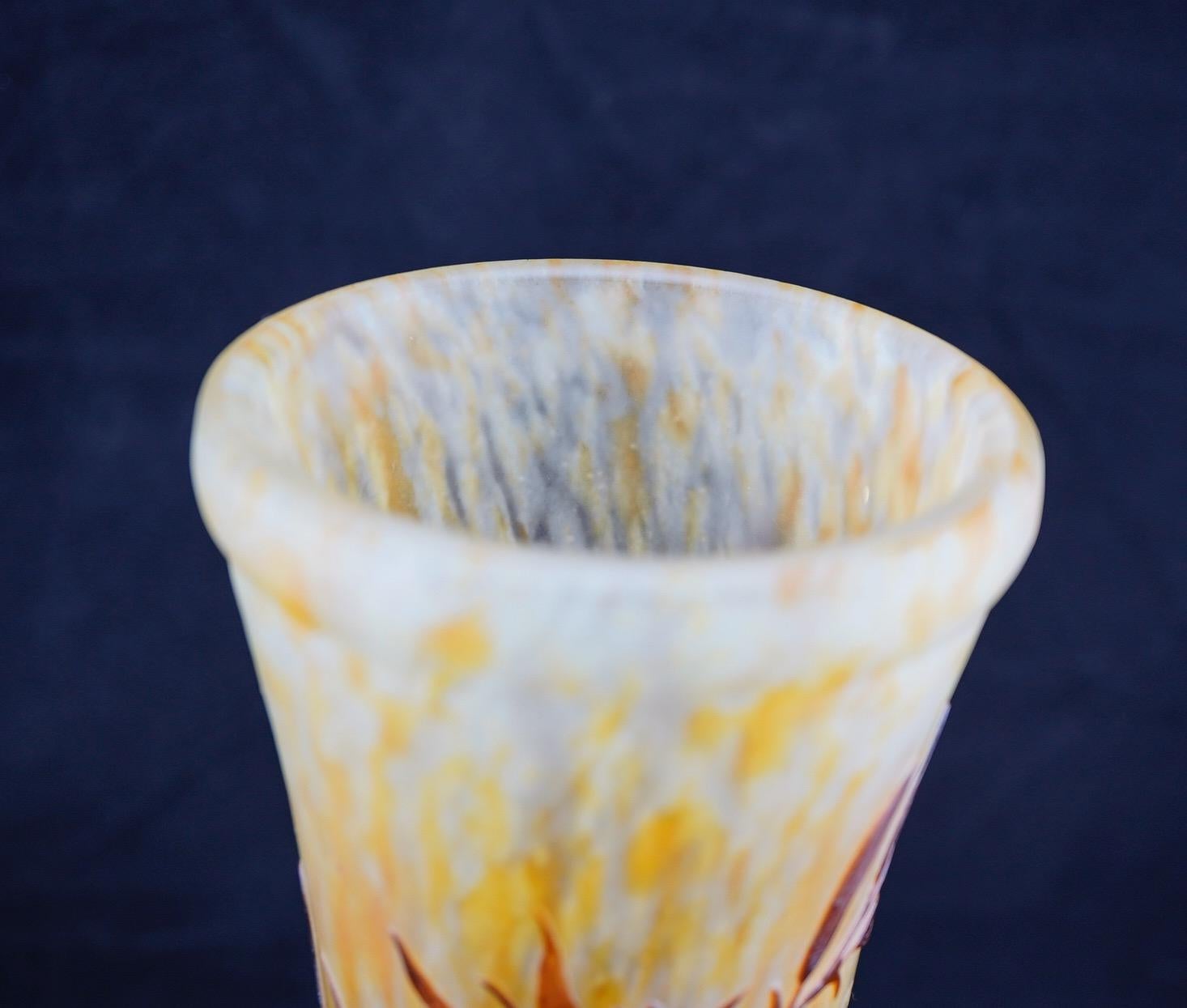 Daum Cameo Glass Large Lily Flower Vase For Sale 1