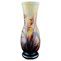 Daum Cameo Glass Large Lily Flower Vase