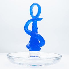 Centro de mesa Daum El Caduceo, Edición limitada, Azul cielo, Francia