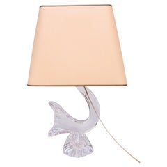 Daum Chrystal Glass Bird Table Lamp 1960s France