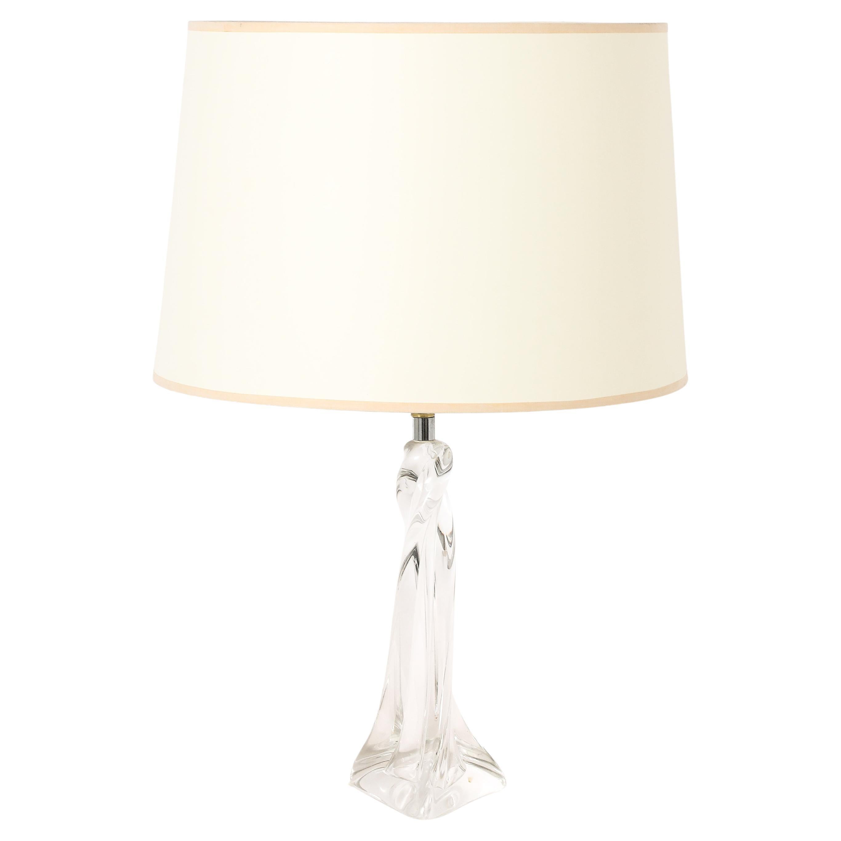 Daum Column Cristal Table Lamp, France 1950
s For Sale