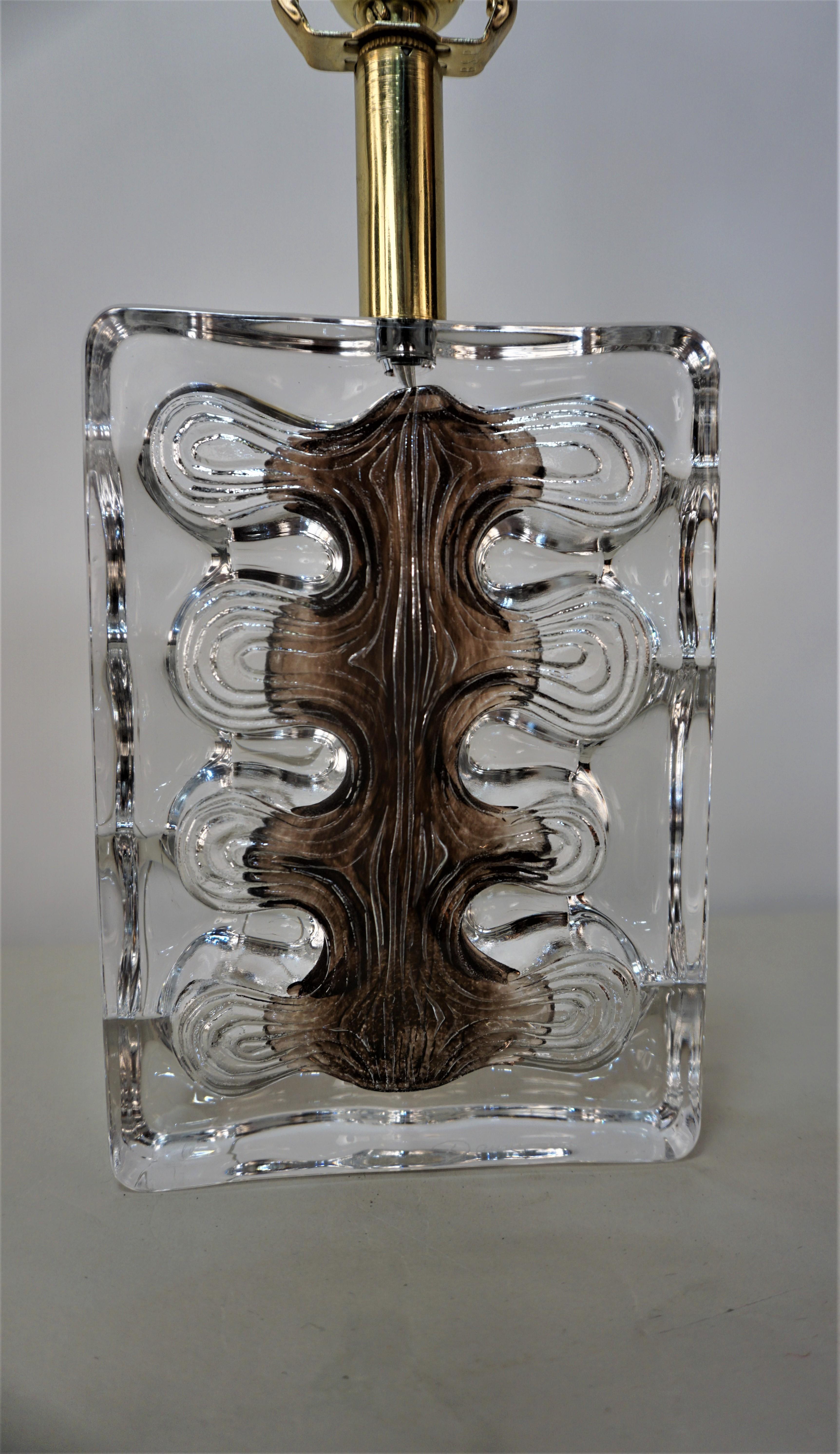 Bronze Daum Crystal 1970's Table Lamp