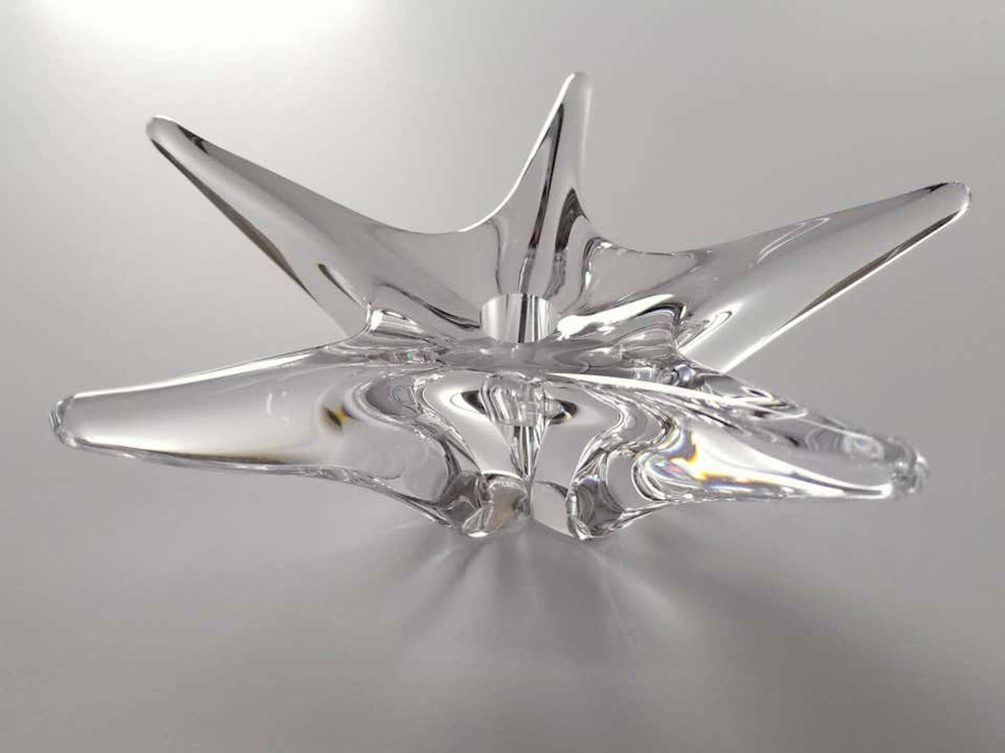 Daum Crystal Art Glass Starburst Candleholders Pair by Daum, France at