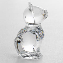 Daum Crystal Cat Paperweight Sculpture, France circa 1960