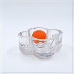 Plateau à bibelots DAUM Crystal France en verre clair et dépoli - Circa 1980