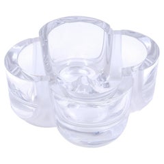 Plateau à bibelots DAUM Crystal France en verre clair et dépoli - Circa 1980