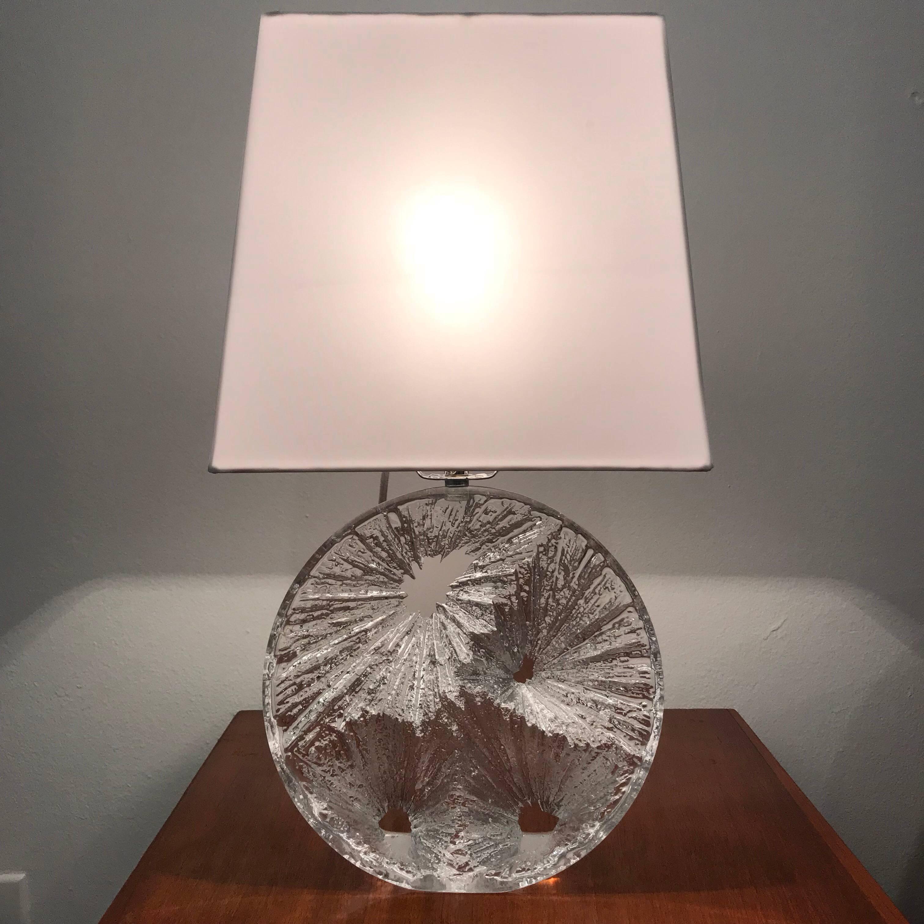 Mid-Century Modern Daum Crystal French 1960 Table Lamp