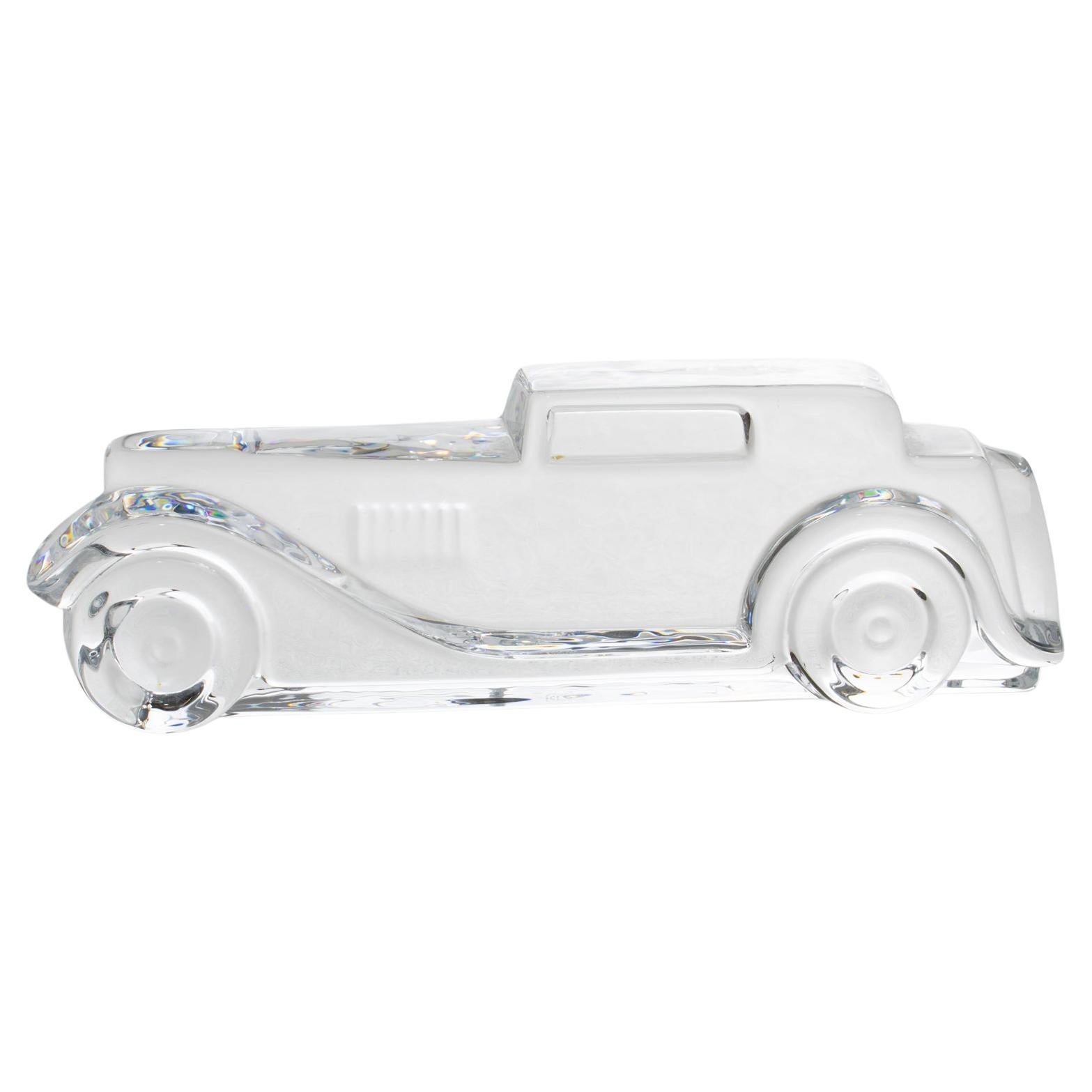 Daum Crystal Marly Car Relief Paperweight or Decorative Sculpture