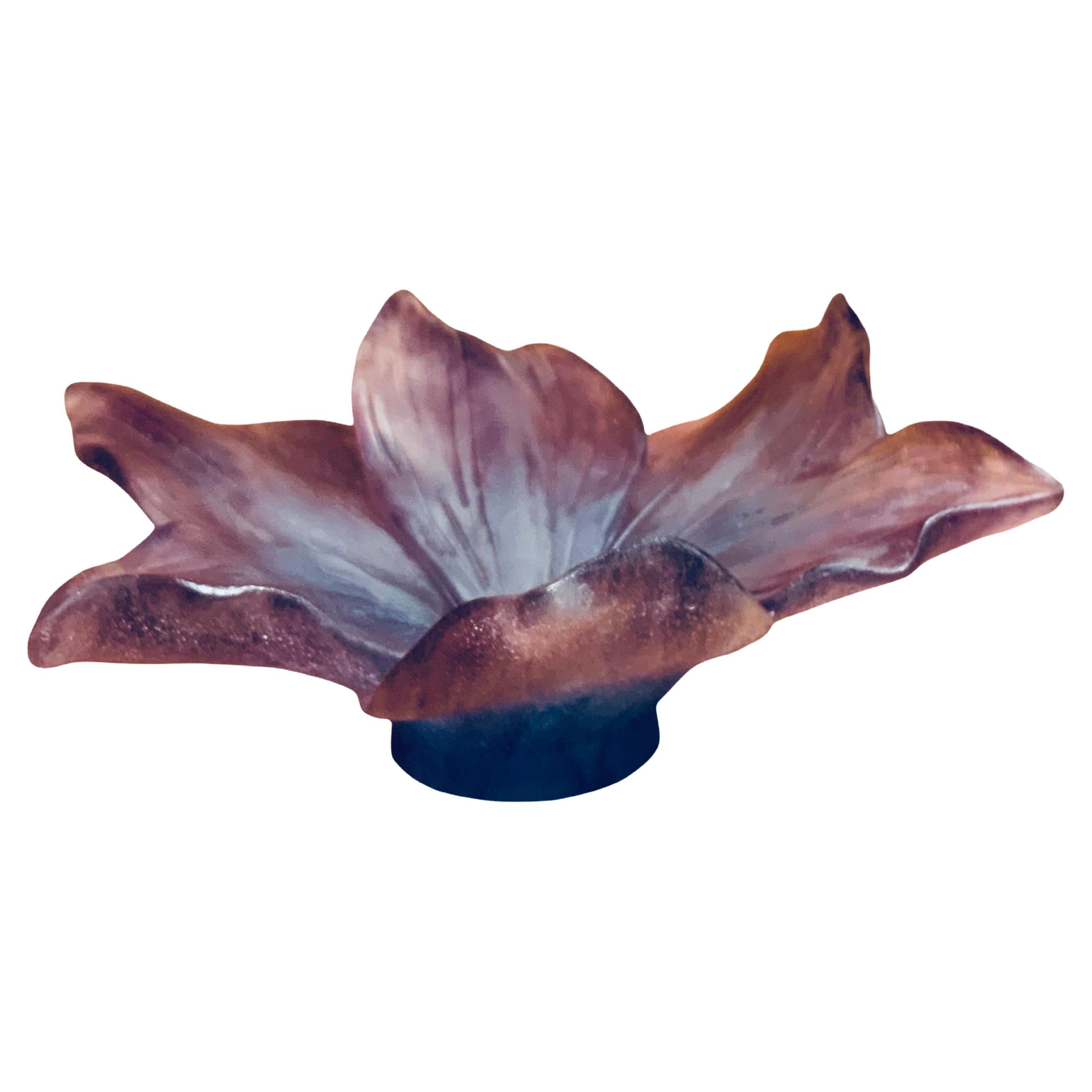Daum Crystal Pate de Verre Amaryllis Flower Bowl