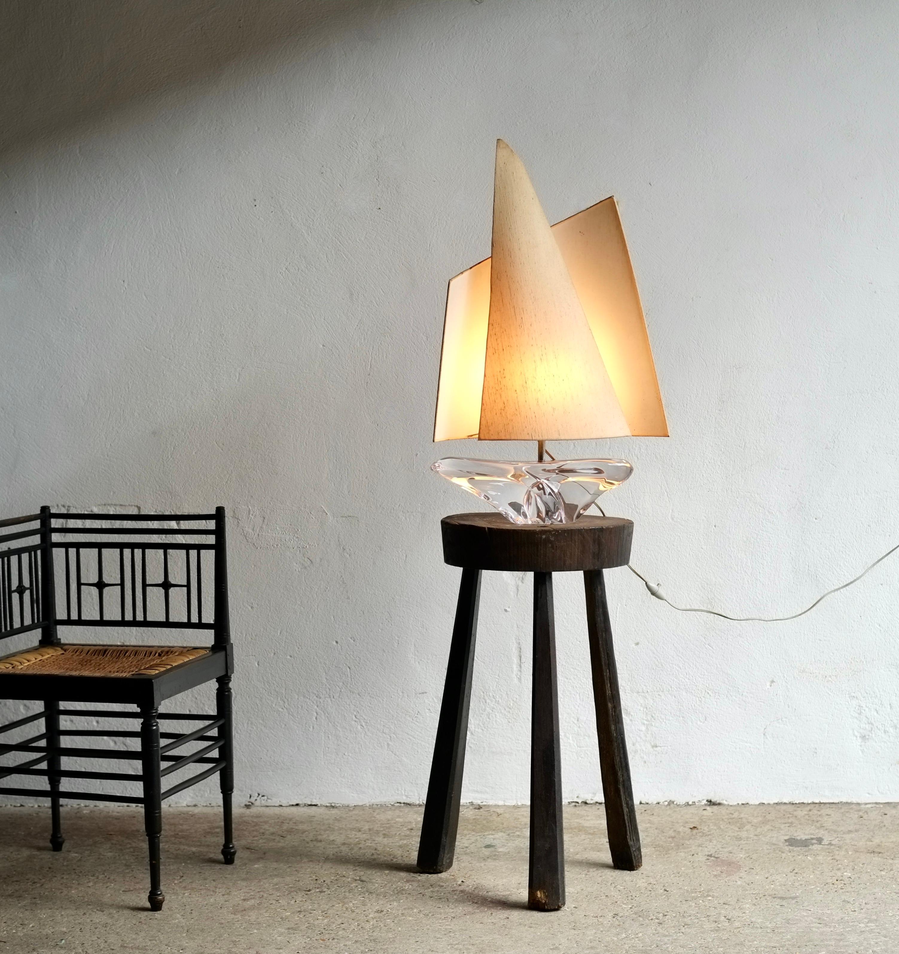 20th Century Daum Crystal Sailboat Lamp, 1960's, France