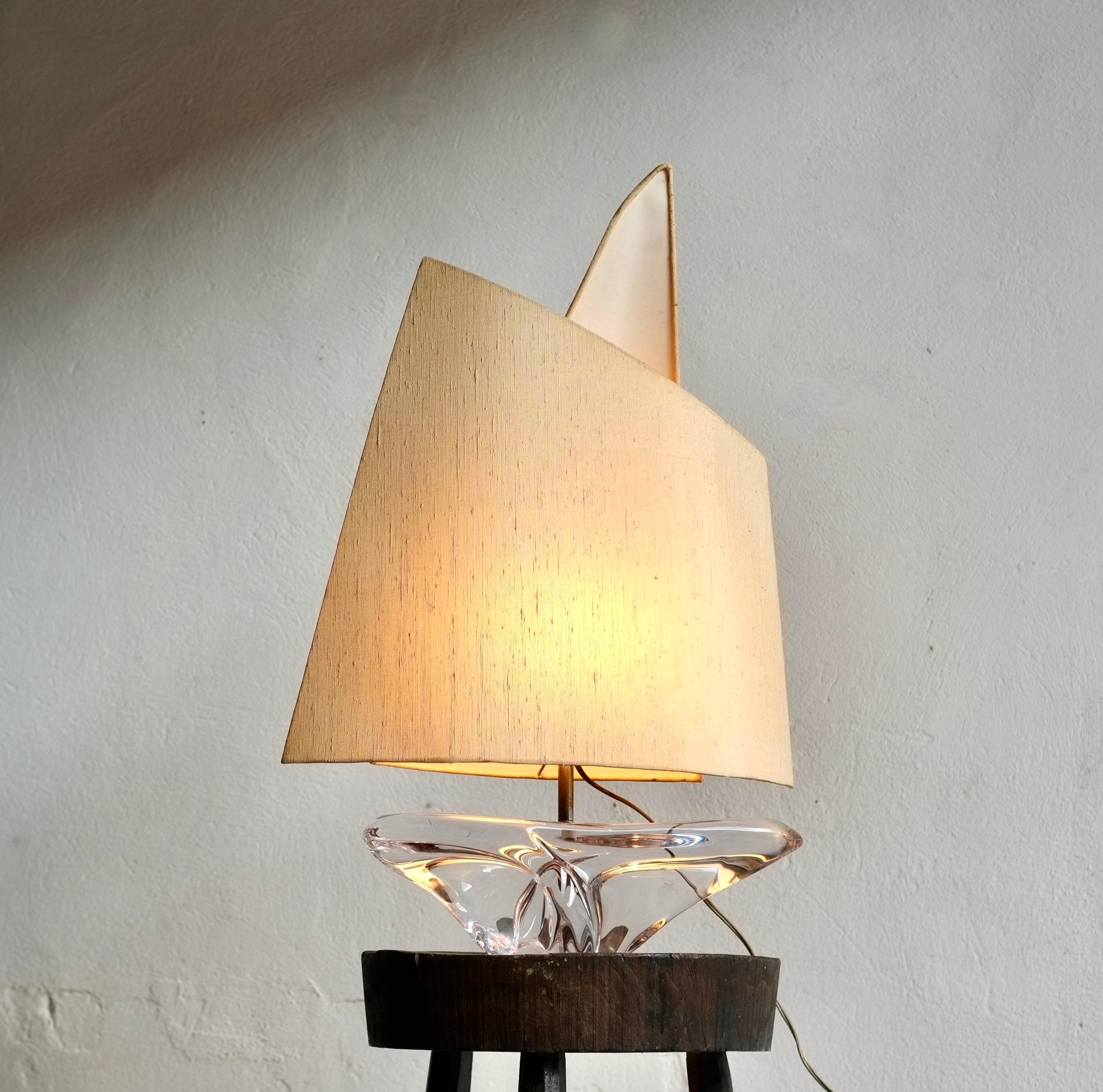 Daum Crystal Sailboat Lamp, 1960's, France For Sale 4
