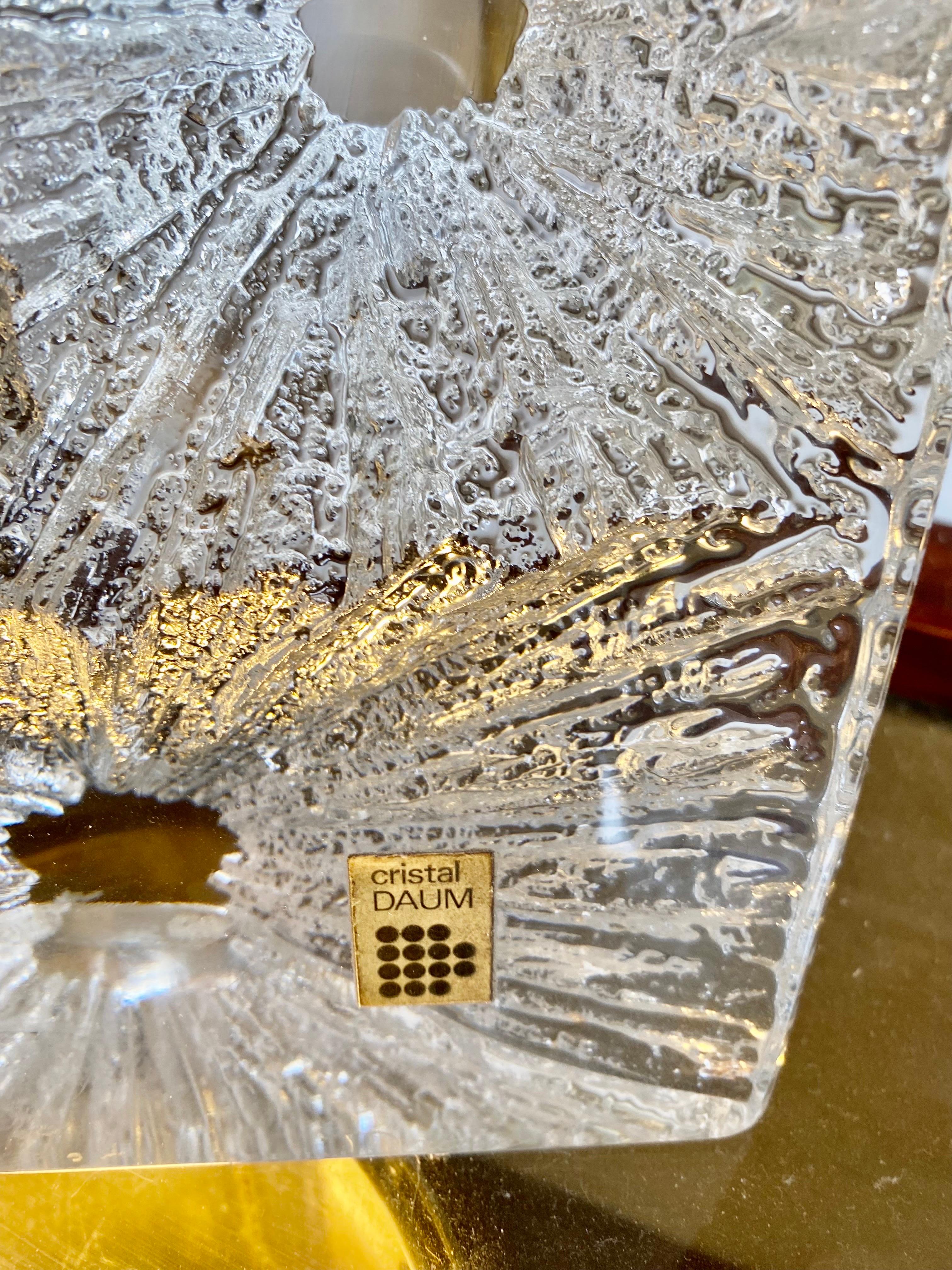 Mid-20th Century Daum Crystal Table Clock from the 1950s, France For Sale
