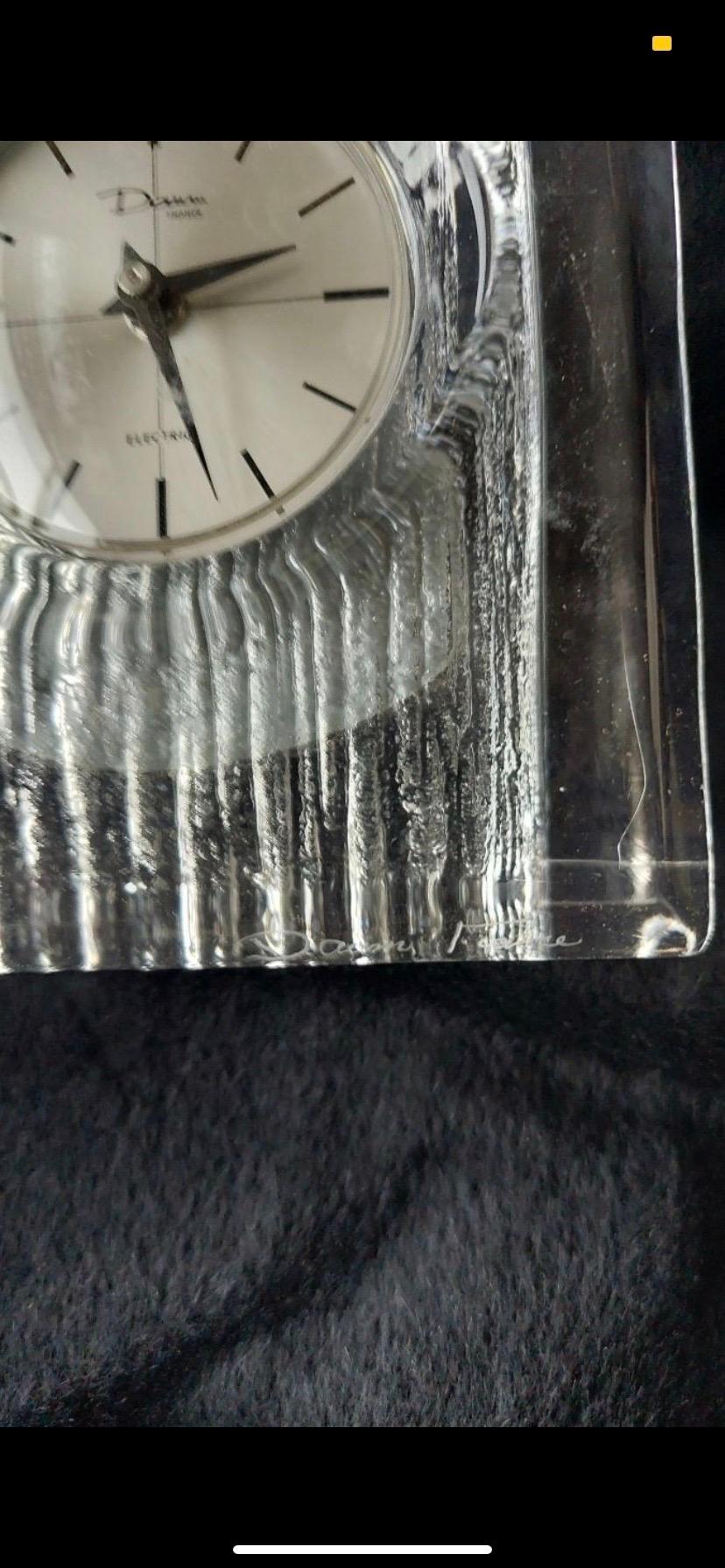 French Daum Crystal Table Clock from the 1960s, France