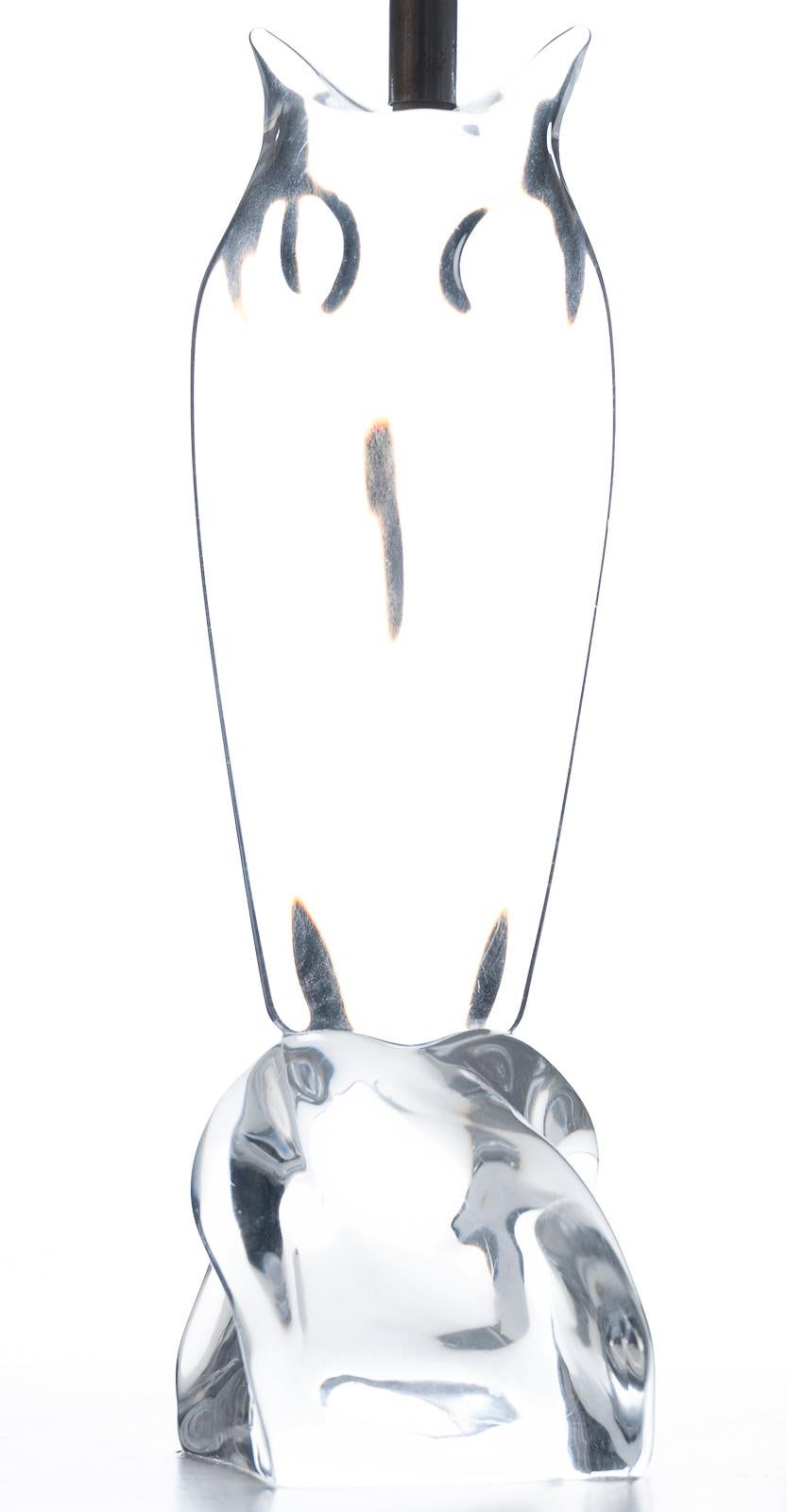 Glass Daum Crystal Table Lamp in the Form of an Owl For Sale