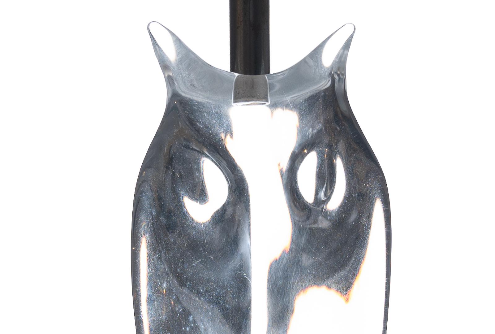 Daum Crystal Table Lamp in the Form of an Owl For Sale 2
