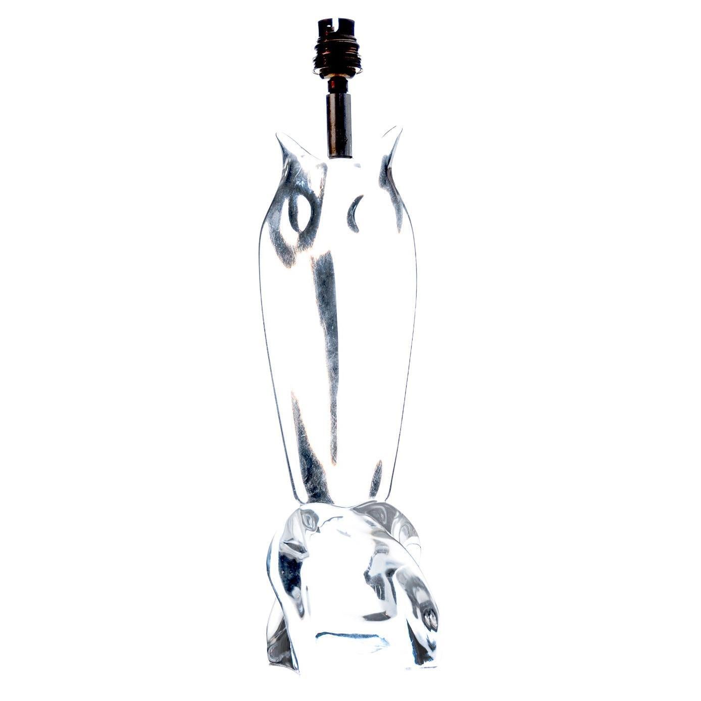 Lampe de table en cristal Daum en forme de hibou en vente