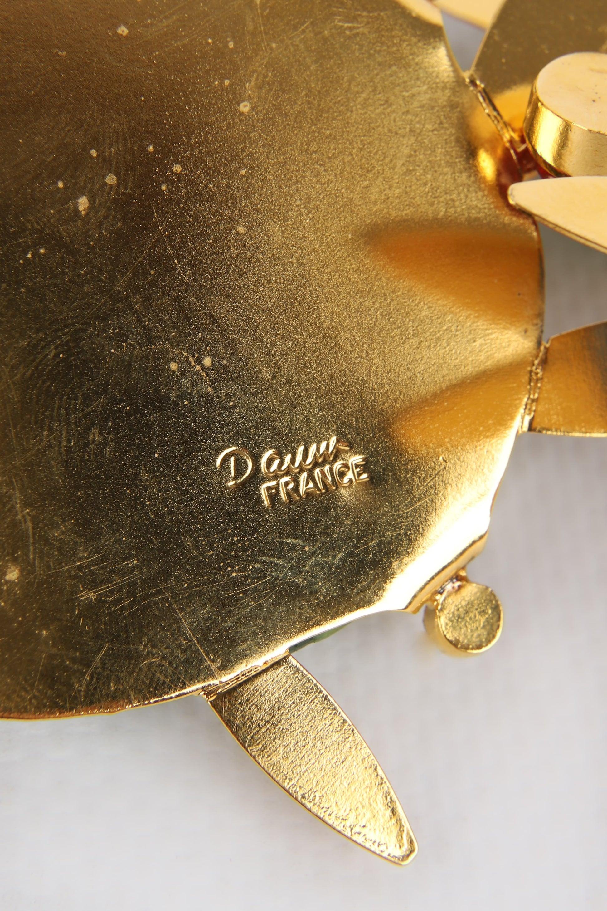 Daum Dickey, collier articulé en métal doré avec résine, années 1990 en vente 2