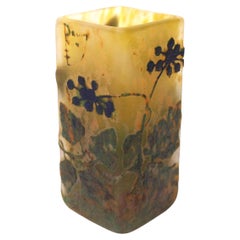 Daum Enamel and Cameo Glass vase depicting Berries -French c1900