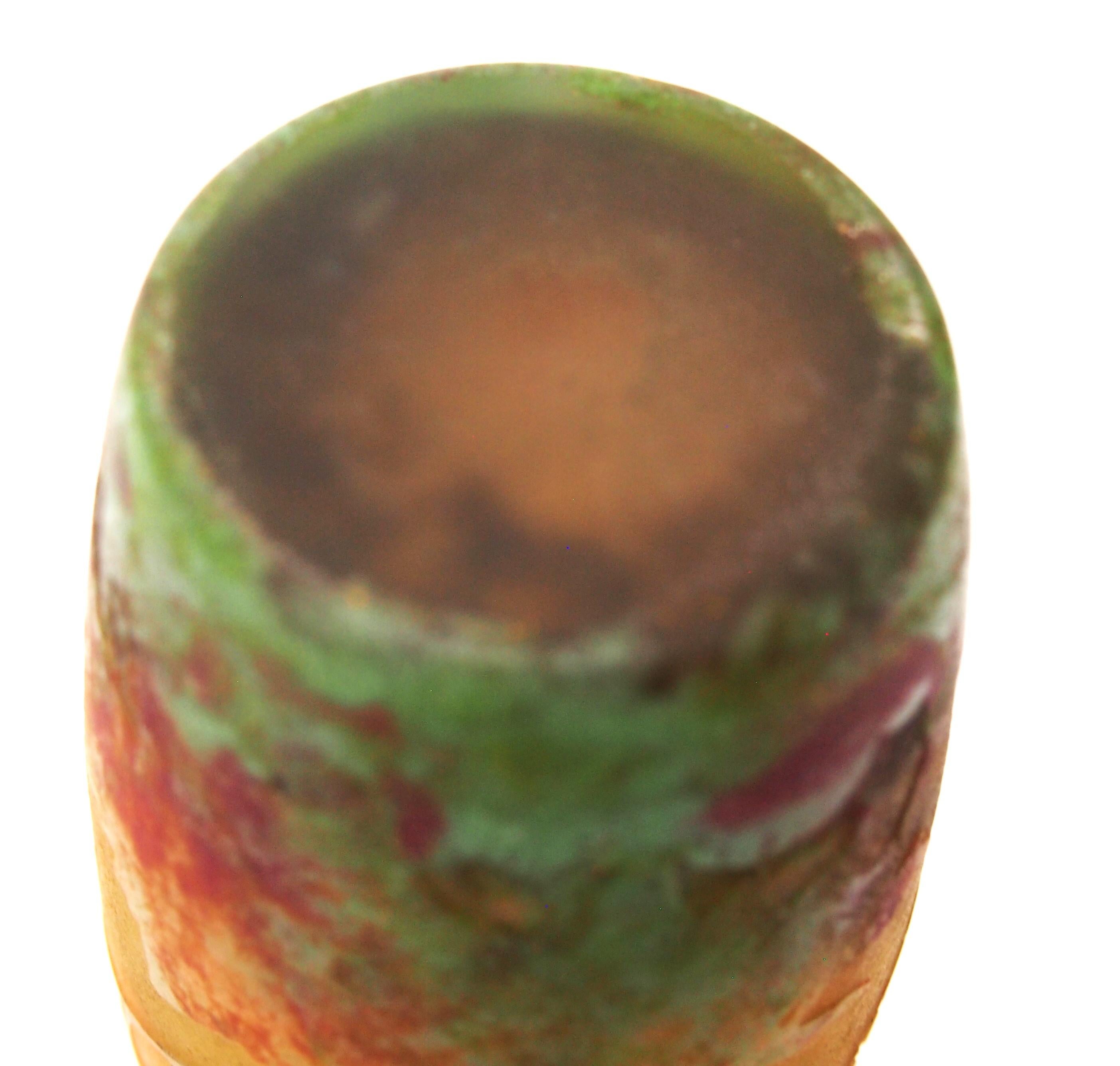 Art Glass Daum Enamel and Cameo Glass vase depicting Honesty pods  -French c1900