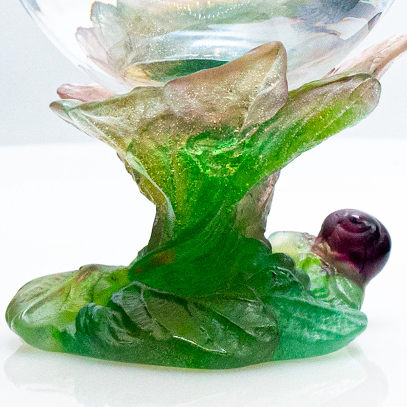 Daum, Exquise Set Pâte de Verre, Lilac Aqua Green Pink, France For Sale 2