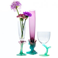 Daum, Exquise Set Pâte de verre, Lilac Aqua Green Pink, France
