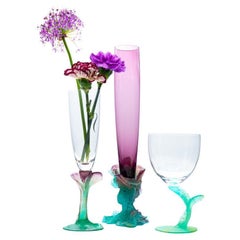 Vintage Daum, Exquise Set Pâte de verre, Lilac Aqua Green Pink, France