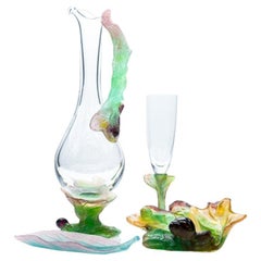 Daum, Exquise Set Pâte de Verre, Lilas Aqua Vert Rose, France