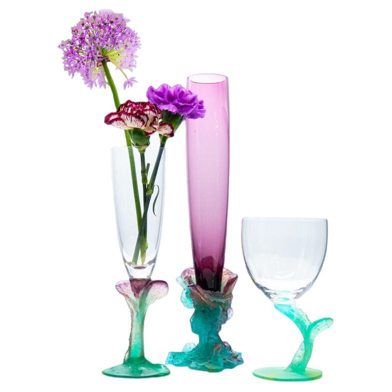 Daum, Exquise Set Pâte de verre, Lilac Aqua Green Pink, France For Sale