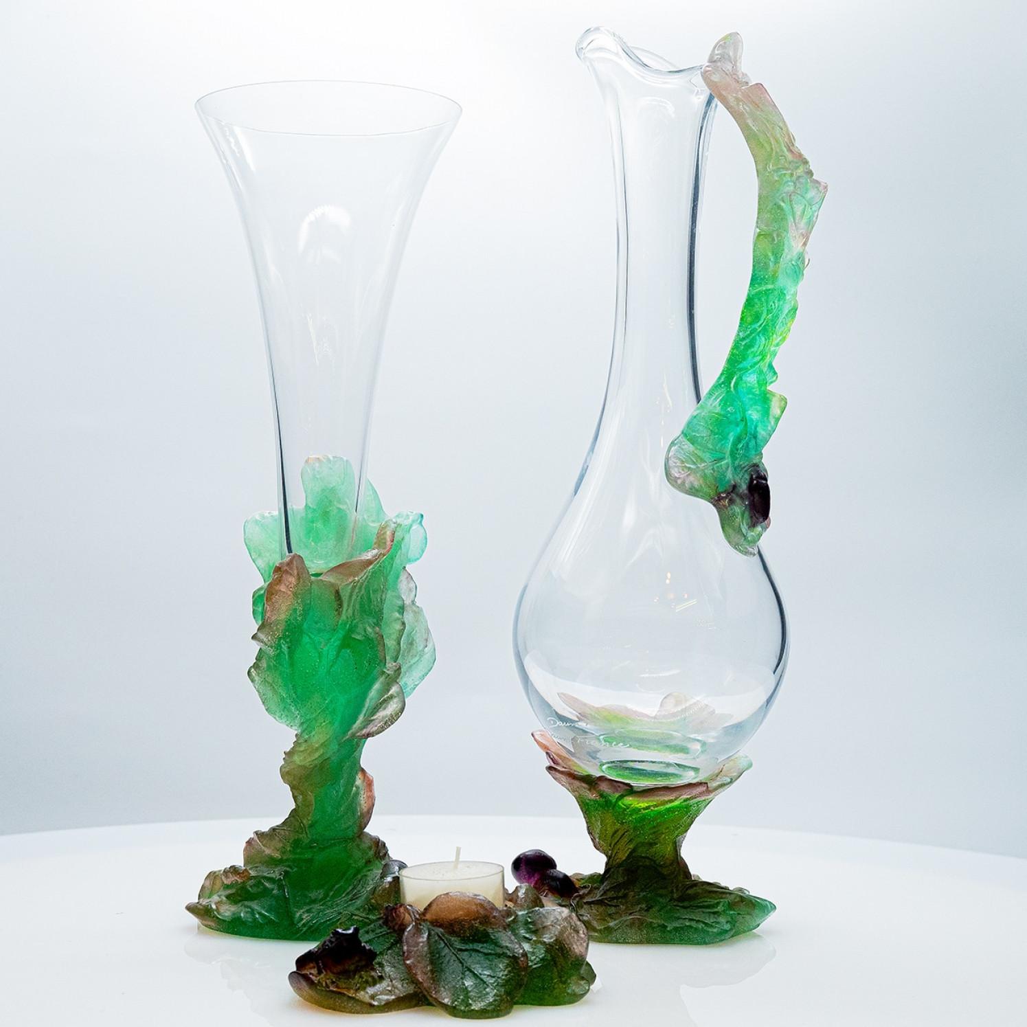 Français Daum, Exquise Set Pate de Verre, Lilac Green Pink, France en vente