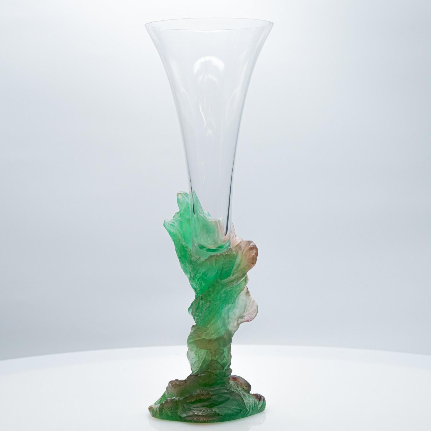 Peint à la main Daum, Exquise Set Pate de Verre, Lilac Green Pink, France en vente