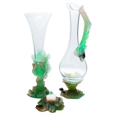 Daum, Exquise Set Pate de Verre, Lilac Green Pink, France