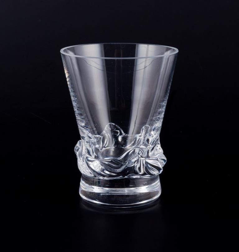 European Daum, France. A set of six large vodka glasses. Clear mouth-blown glass. For Sale