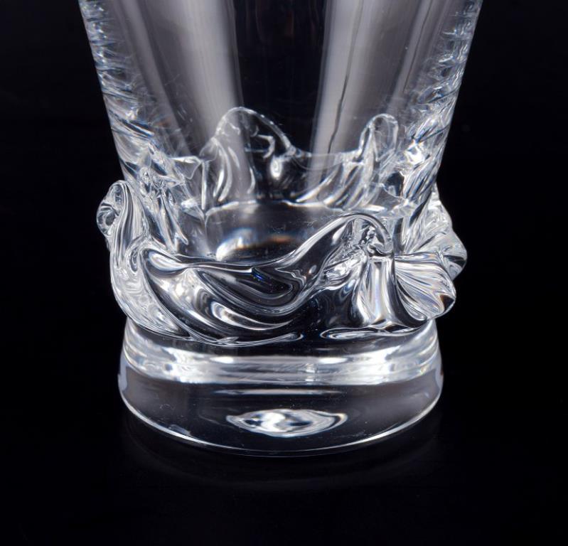 Mid-20th Century Daum, France. A set of six large vodka glasses. Clear mouth-blown glass. For Sale