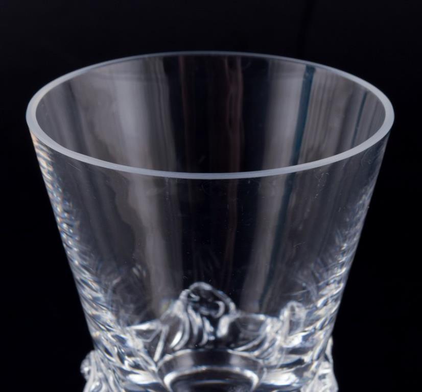 Glass Daum, France. A set of six large vodka glasses. Clear mouth-blown glass. For Sale