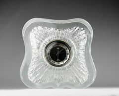 Daum France, Anemone Table Clock, France 1970s