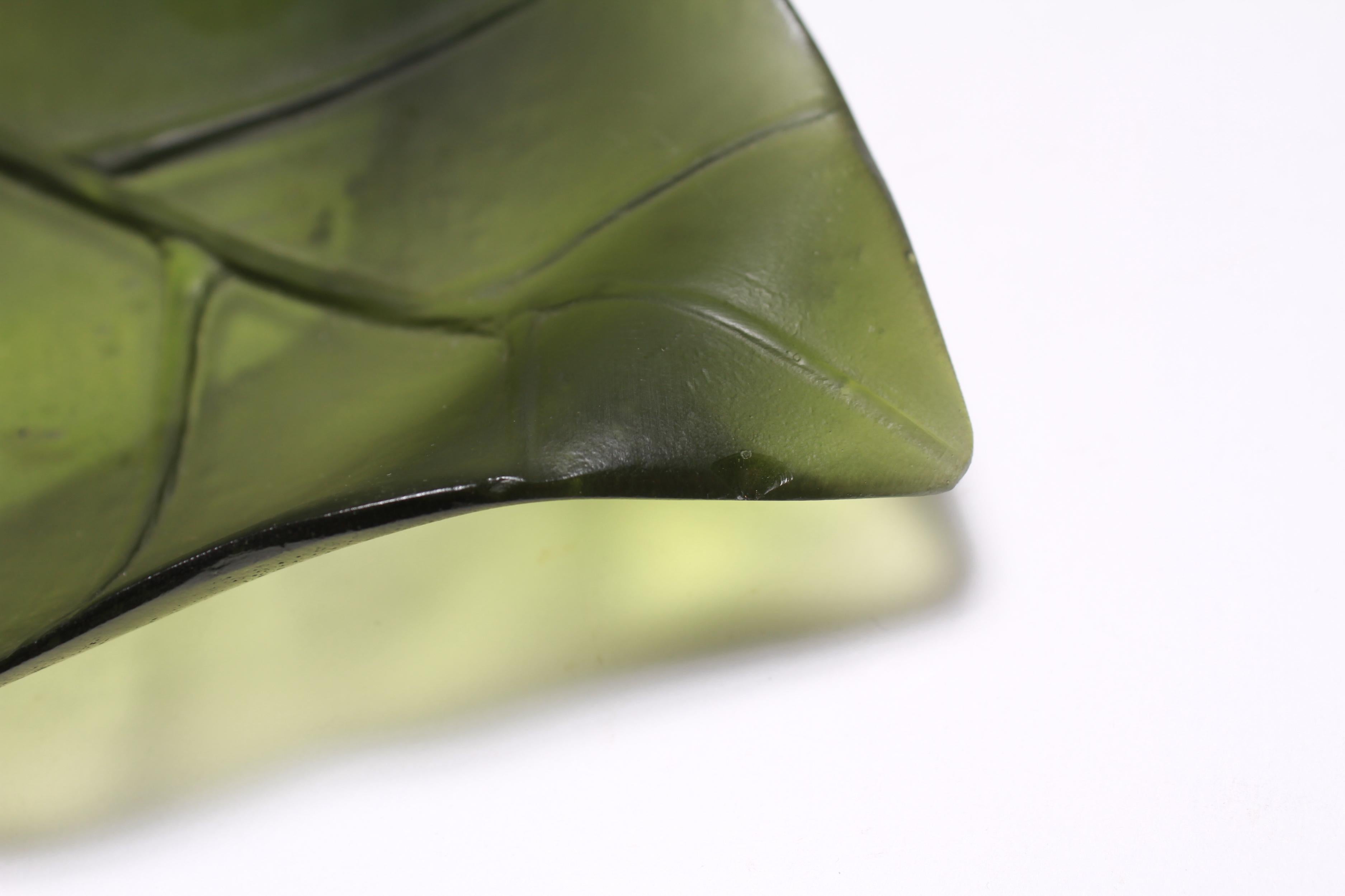 Daum France Art Glass Pate de Verre Leaf Platter 4