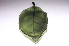 Daum France Art Glass Pate de Verre Leaf Platter