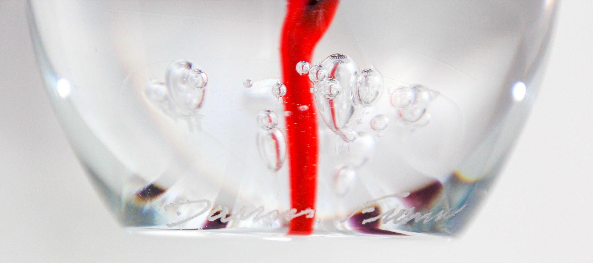 Daum France Briefbeschwerer aus mundgeblasenem Kristall-Kunstglas, signiert in Eiform, Rot, Blau, Weiß und Weiß im Angebot 7