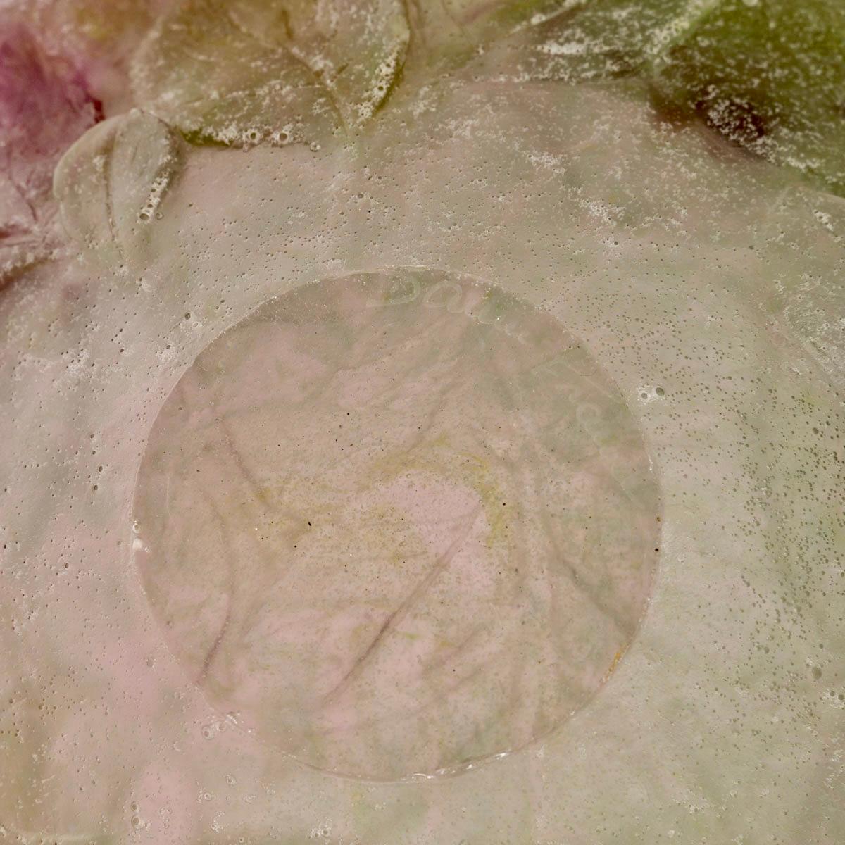 Contemporary Daum France - Bowl Roses Flower Rose and Green Crystal
