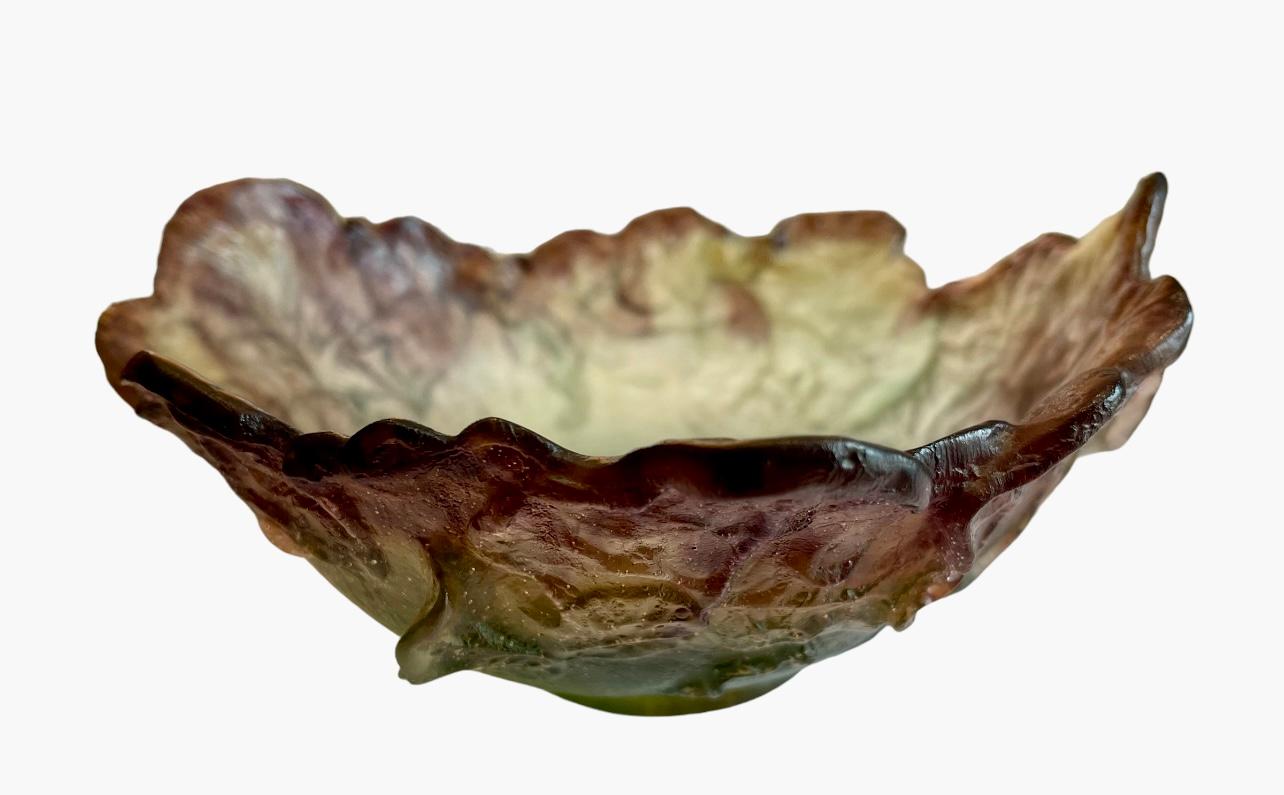 Daum France - Cabbage Leaf Bowl, XXth For Sale 3