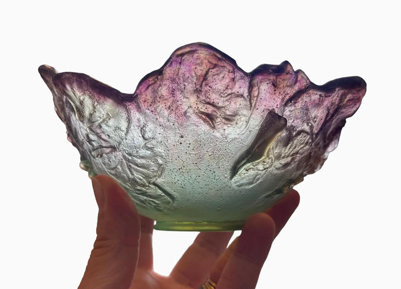 Art Nouveau Daum France - Cabbage Leaf Bowl, XXth For Sale