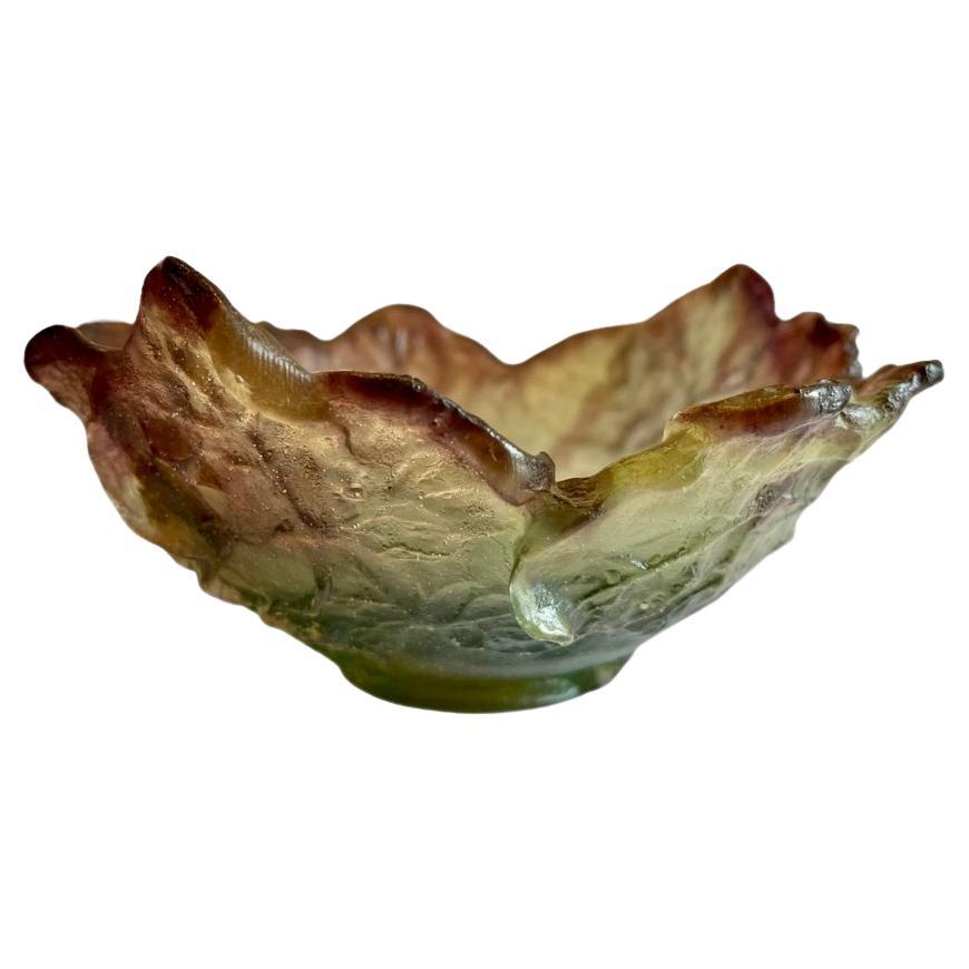 Daum France - Cabbage Leaf Bowl, XXth For Sale