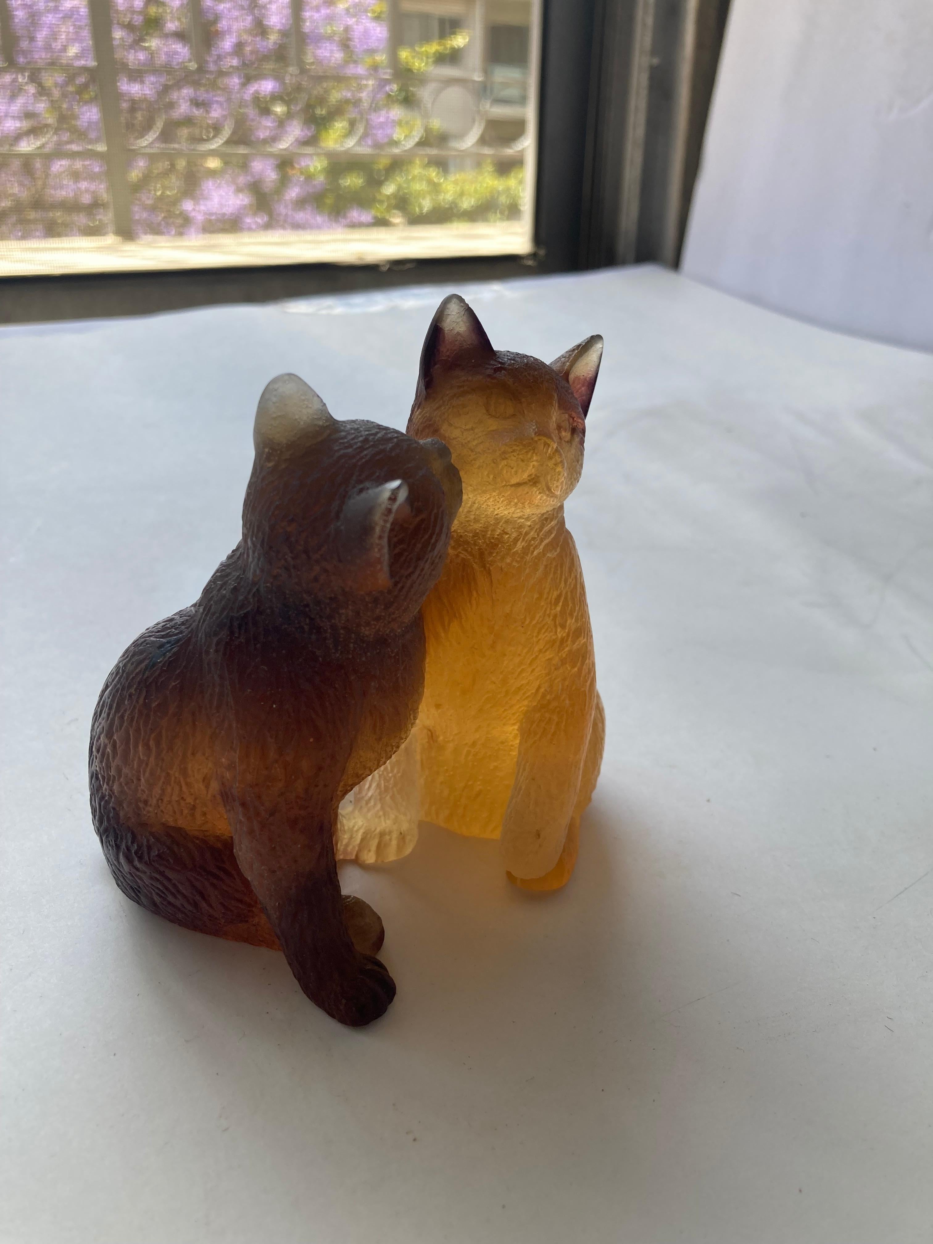 Postmoderne Daum France, Chats, Kittens, Playing in Glass/Crystal/Pate De Verre, Signé en vente