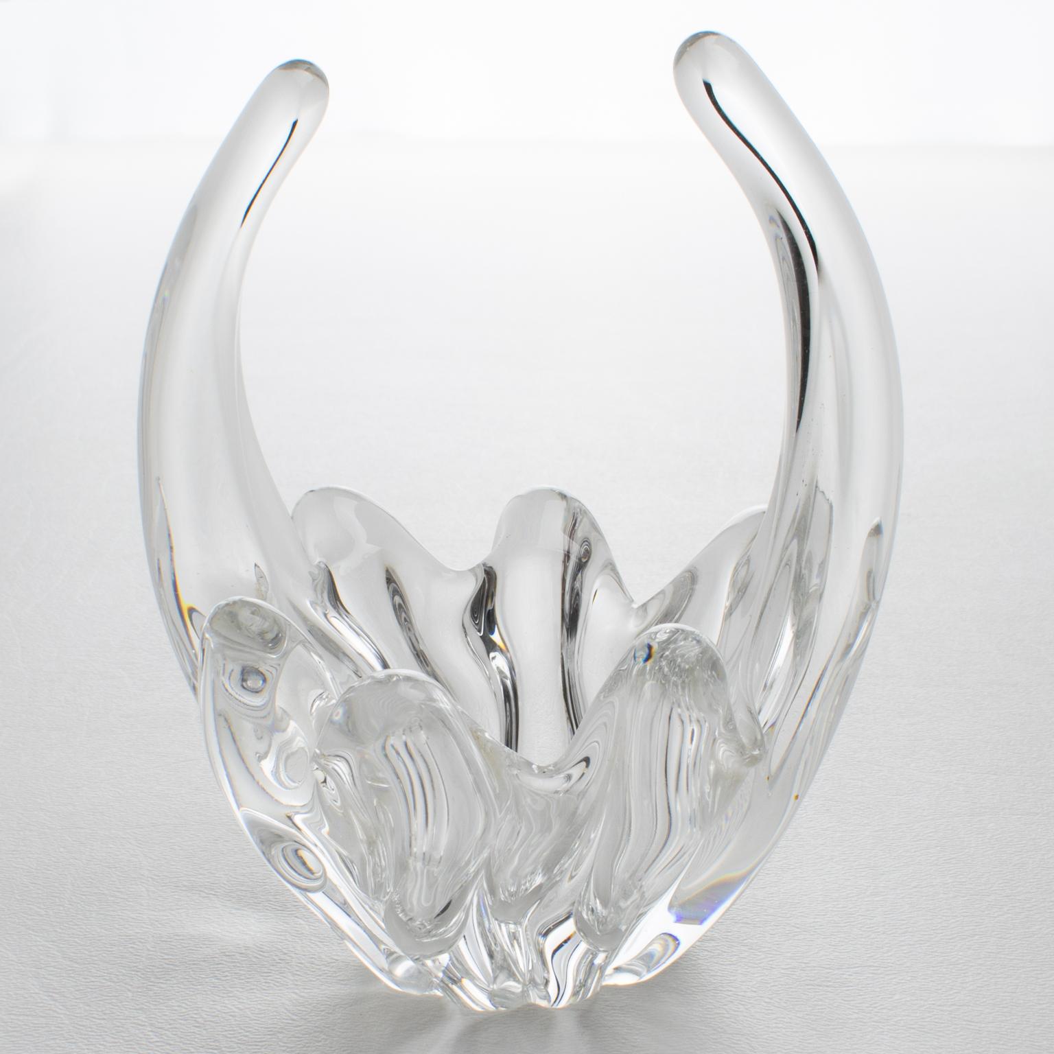 Daum France Kristall Knospenvase, Korb oder Vide Poche im Zustand „Hervorragend“ im Angebot in Atlanta, GA